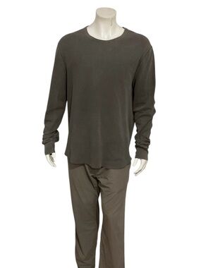 Buck Mason Men's Grey Long-Sleeve Thermal Crewneck Shirt